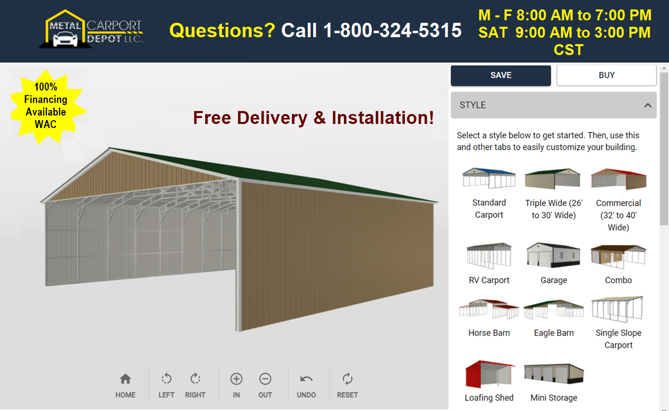 Metal Carport & Metal Building Color Simulator