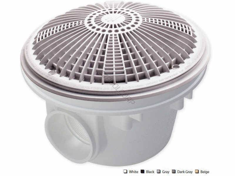 8 2 slip blk conc main drain w/ tru flo cover