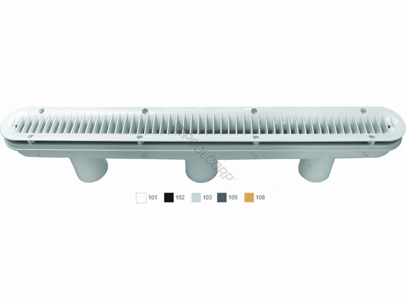 4/cs 32 dark gry channel drain w/ 3-port sump