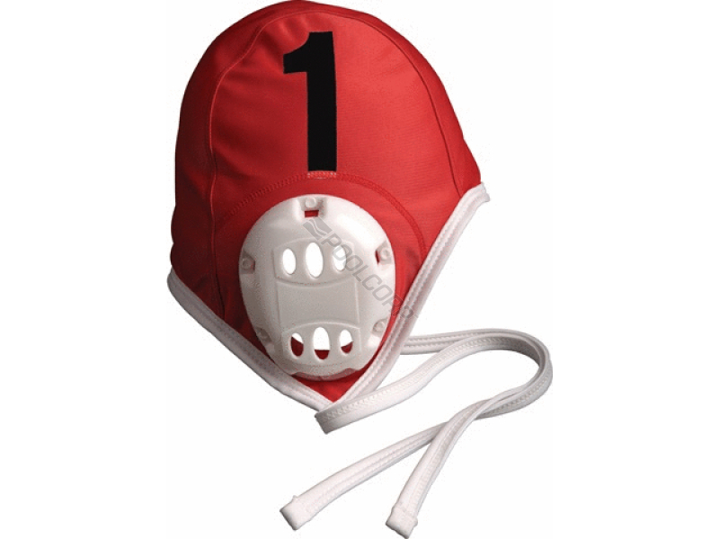 white adult water polo cap w/ ear guard