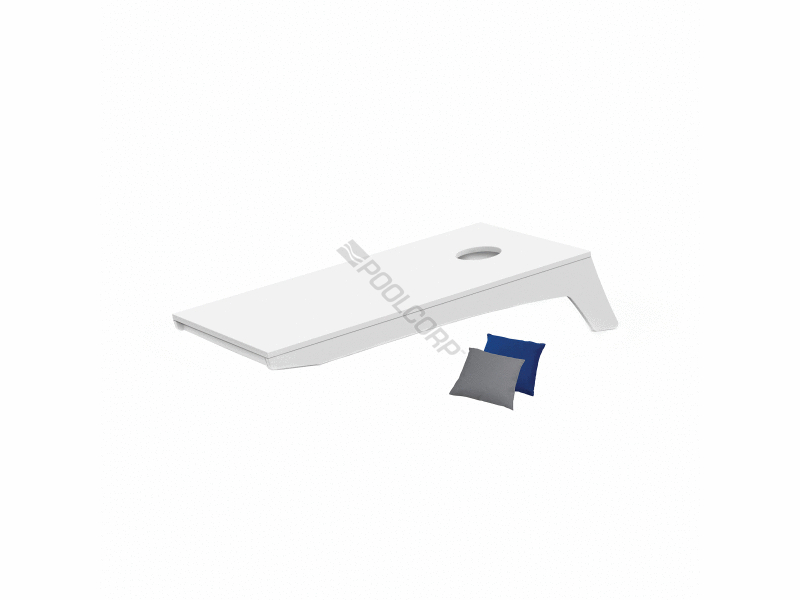 white cornhole bean bag toss game