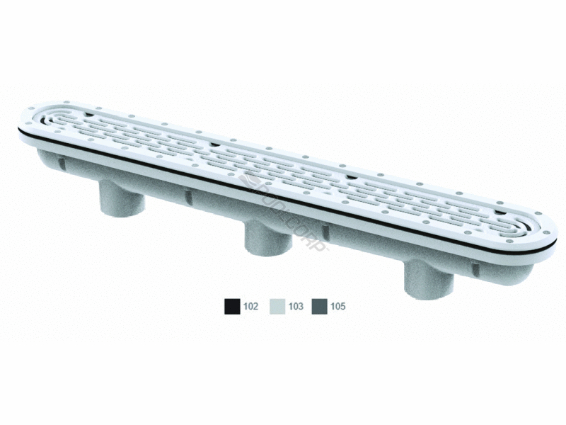 32 dark gry channel drain w/ 3-port sump