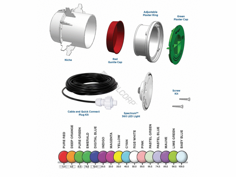 100 jandy color led light w/ niche