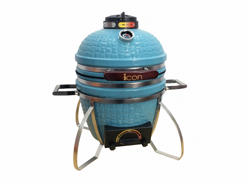 icon teal portable ceramic grill & cover